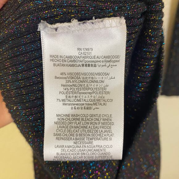 BCBGeneration Black Rib-Knit Sparkle Metallic Fitted Sweater Dress Size Small - Picture 4 of 5